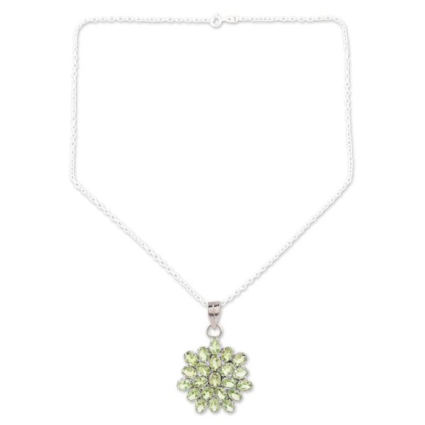 Alternate image for Sterling Silver Pendant Necklace with 22-Carat Peridot Gems Forest Brilliance