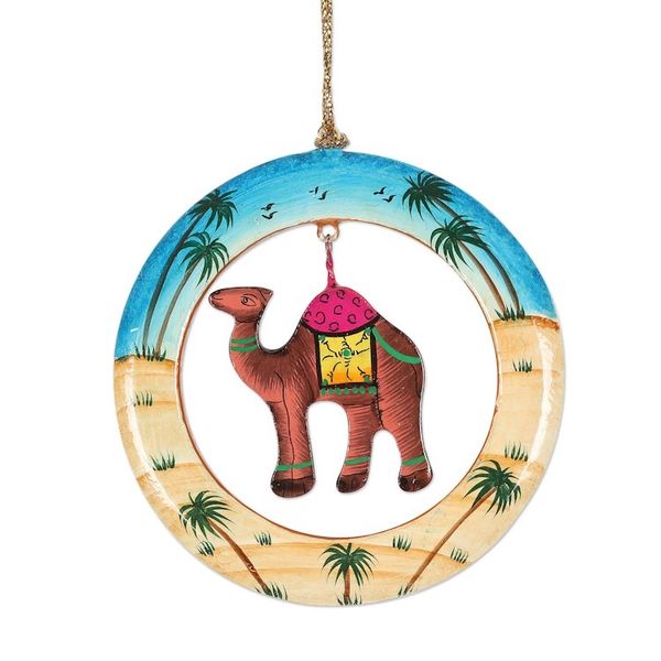 Alternate image for Handcrafted Wood Camel Ornaments Set of 4 Ring of Camels