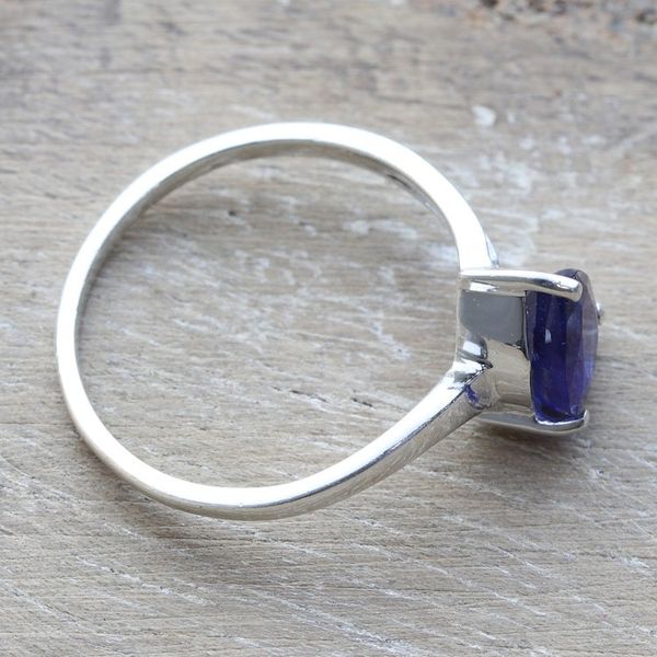 Alternate image for Sterling Silver Solitaire Ring with Beautiful Sapphire Stone Blue Tiara