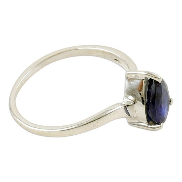 Alternate image for Sterling Silver Solitaire Ring with Beautiful Sapphire Stone Blue Tiara