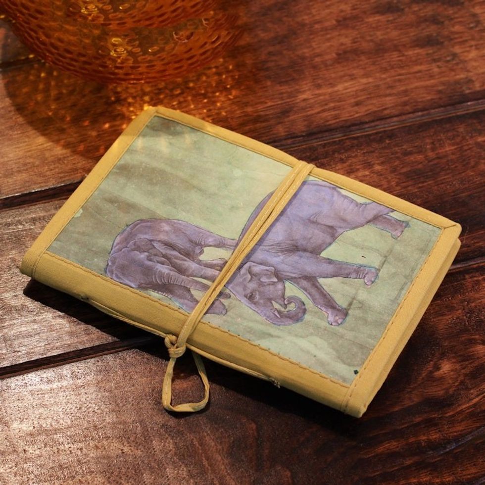 Handmade Journal from India 'Jungle Elephants'