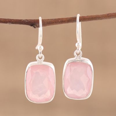 Alternate image for Rose Quartz and Sterling Silver Dangle Earrings from India Beloved Blush