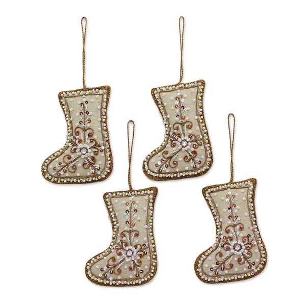 Alternate image for Set of Four Beaded Cotton Stocking Ornaments from India Celebration Stockings