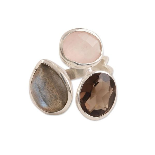Alternate image for Multi-Gemstone Cocktail Ring from India Joyful Trio
