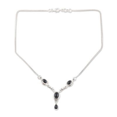 Alternate image for Onyx and Sterling Silver Y Necklace Mystery