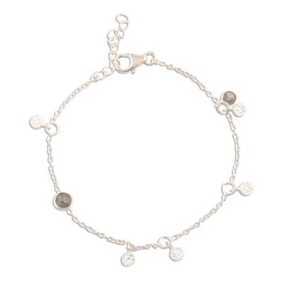 Alternate image for Artisan Crafted Labradorite Charm Bracelet from India Cool Aurora