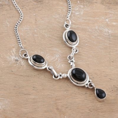 Alternate image for Onyx and Sterling Silver Y Necklace Mystery