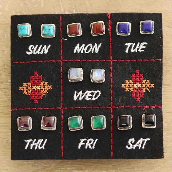 Alternate image for Hand Made Square Stud Earrings Set of 7 Color Magic