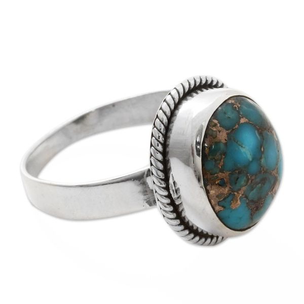 Alternate image for Silver Silver and Blue Composite Turquoise Ring from India Blue Sky in Jaipur