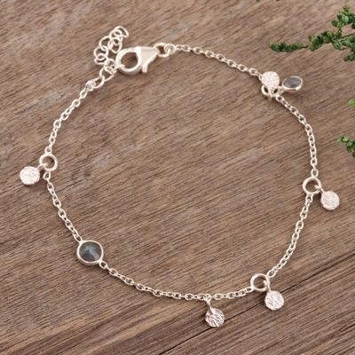 Alternate image for Artisan Crafted Labradorite Charm Bracelet from India Cool Aurora