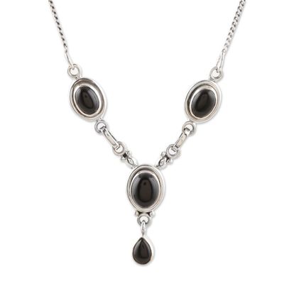 Alternate image for Onyx and Sterling Silver Y Necklace Mystery