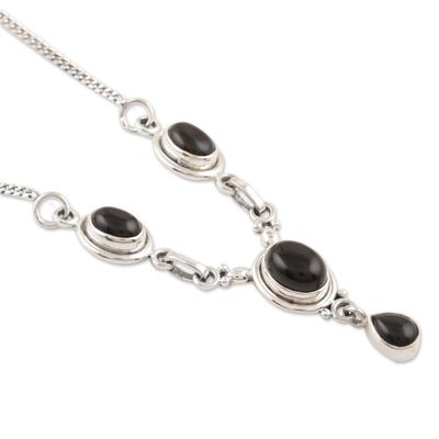 Alternate image for Onyx and Sterling Silver Y Necklace Mystery