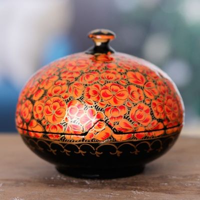 Alternate image for Hand-Painted Orange Wood and Papier Mache Decorative Box Orange Bliss