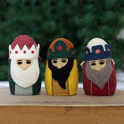 Alternate image for Artisan Crafted Wool Felt Holiday Decor Set of 3 Three Wise Men