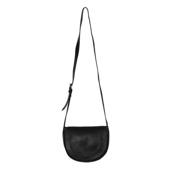 Alternate image for Hand Crafted Black Leather Sling Bag Sing Softly in Black