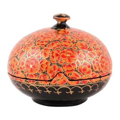 Alternate image for Hand-Painted Orange Wood and Papier Mache Decorative Box Orange Bliss
