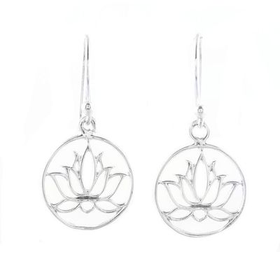 Alternate image for Sterling Silver Lotus Dangle Earrings from India Delightful Lotus