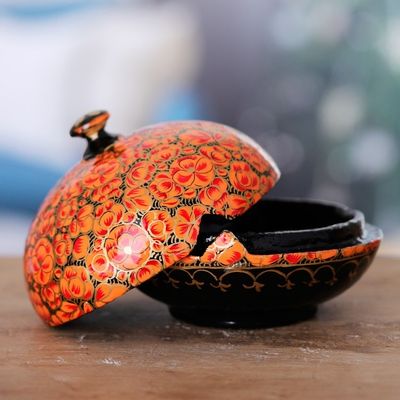 Alternate image for Hand-Painted Orange Wood and Papier Mache Decorative Box Orange Bliss