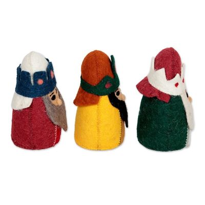 Alternate image for Artisan Crafted Wool Felt Holiday Decor Set of 3 Three Wise Men