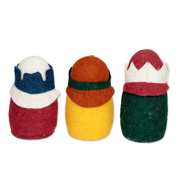 Alternate image for Artisan Crafted Wool Felt Holiday Decor Set of 3 Three Wise Men
