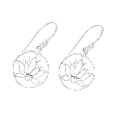 Alternate image for Sterling Silver Lotus Dangle Earrings from India Delightful Lotus