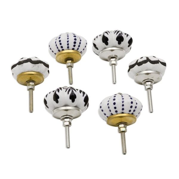Alternate image for Floral Ceramic Knobs with Hand-Painted Designs Set of 6 Flowery Union