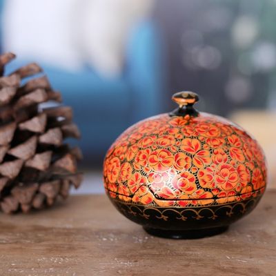 Alternate image for Hand-Painted Orange Wood and Papier Mache Decorative Box Orange Bliss