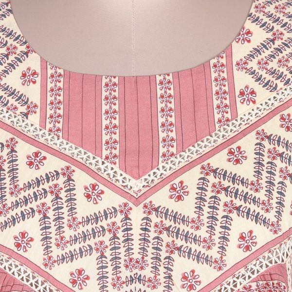 Alternate image for Floral Rosewood and Beige Cotton Tank Top Crafted in India Rosewood Spring