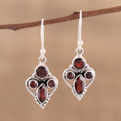 Alternate image for Handmade 925 Sterling Silver Garnet Earrings India Eternal Ecstasy