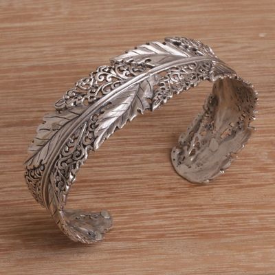 Alternate image for Leaf Motif Sterling Silver Cuff Bracelet from Bali Flawless Leaves