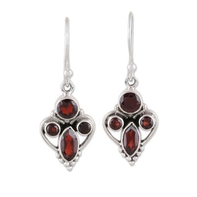 Alternate image for Handmade 925 Sterling Silver Garnet Earrings India Eternal Ecstasy