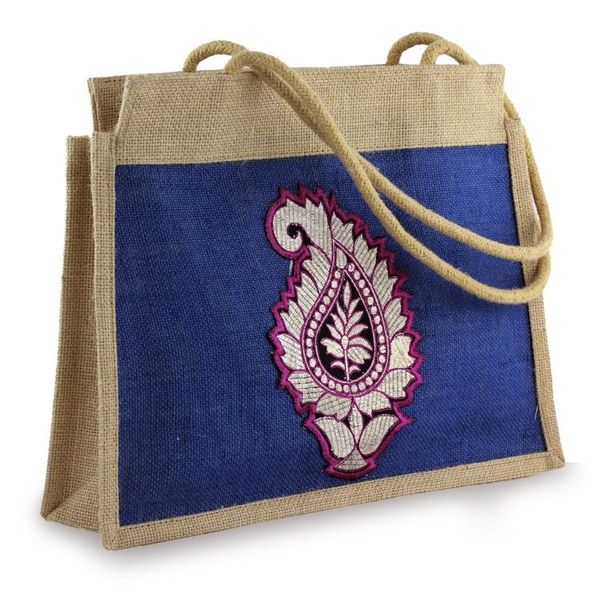 Alternate image for Artisan Crafted Paisley Jute Shoulder Bag Indian Paisley