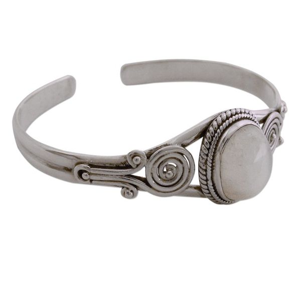 Alternate image for Sterling Silver and Rainbow Moonstone Cuff Bracelet Morning Magic