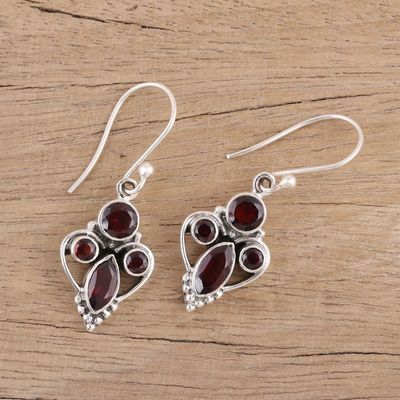 Alternate image for Handmade 925 Sterling Silver Garnet Earrings India Eternal Ecstasy