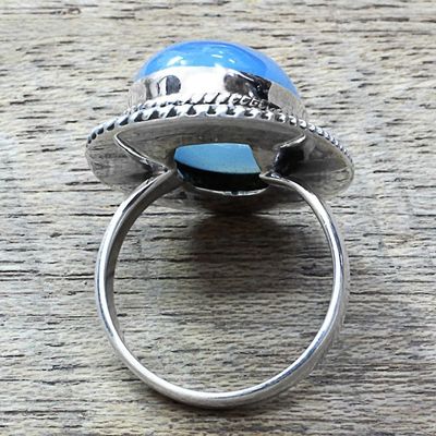 Alternate image for Blue Chalcedony and Sterling Silver Large Cocktail Ring Cool Ecstasy