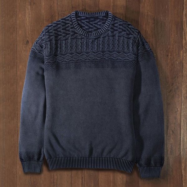 Alternate image for Blue Overdyed Cotton Knit Pullover for Men from India Lived-in Comfort