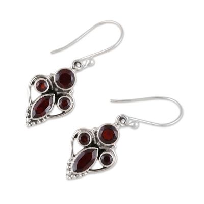 Alternate image for Handmade 925 Sterling Silver Garnet Earrings India Eternal Ecstasy