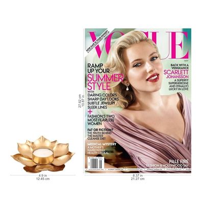 Alternate image for Gold Finish Steel Lotus Blossom Tealight Candleholder Golden Lotus Glow