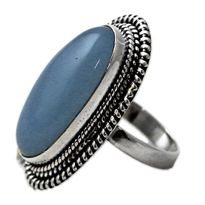 Alternate image for Blue Chalcedony and Sterling Silver Large Cocktail Ring Cool Ecstasy