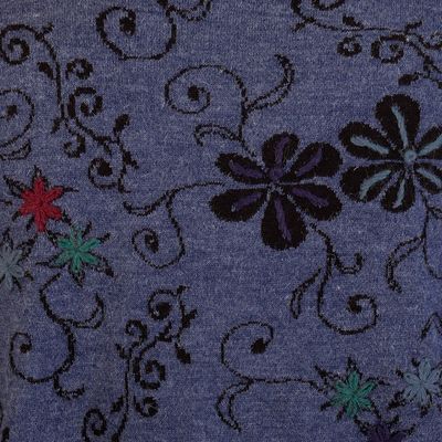 Alternate image for Blue and Black Reversible Alpaca Blend Cardigan Blue Kiko