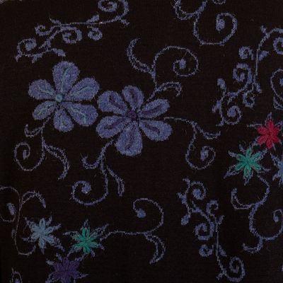 Alternate image for Blue and Black Reversible Alpaca Blend Cardigan Blue Kiko