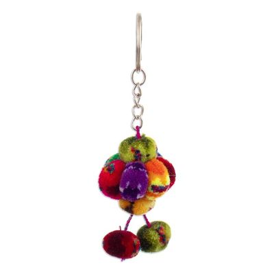 Alternate image for Multicolored Keychain with Pompoms Handcrafted in Peru Andean Spinning Top