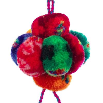 Alternate image for Multicolored Keychain with Pompoms Handcrafted in Peru Andean Spinning Top