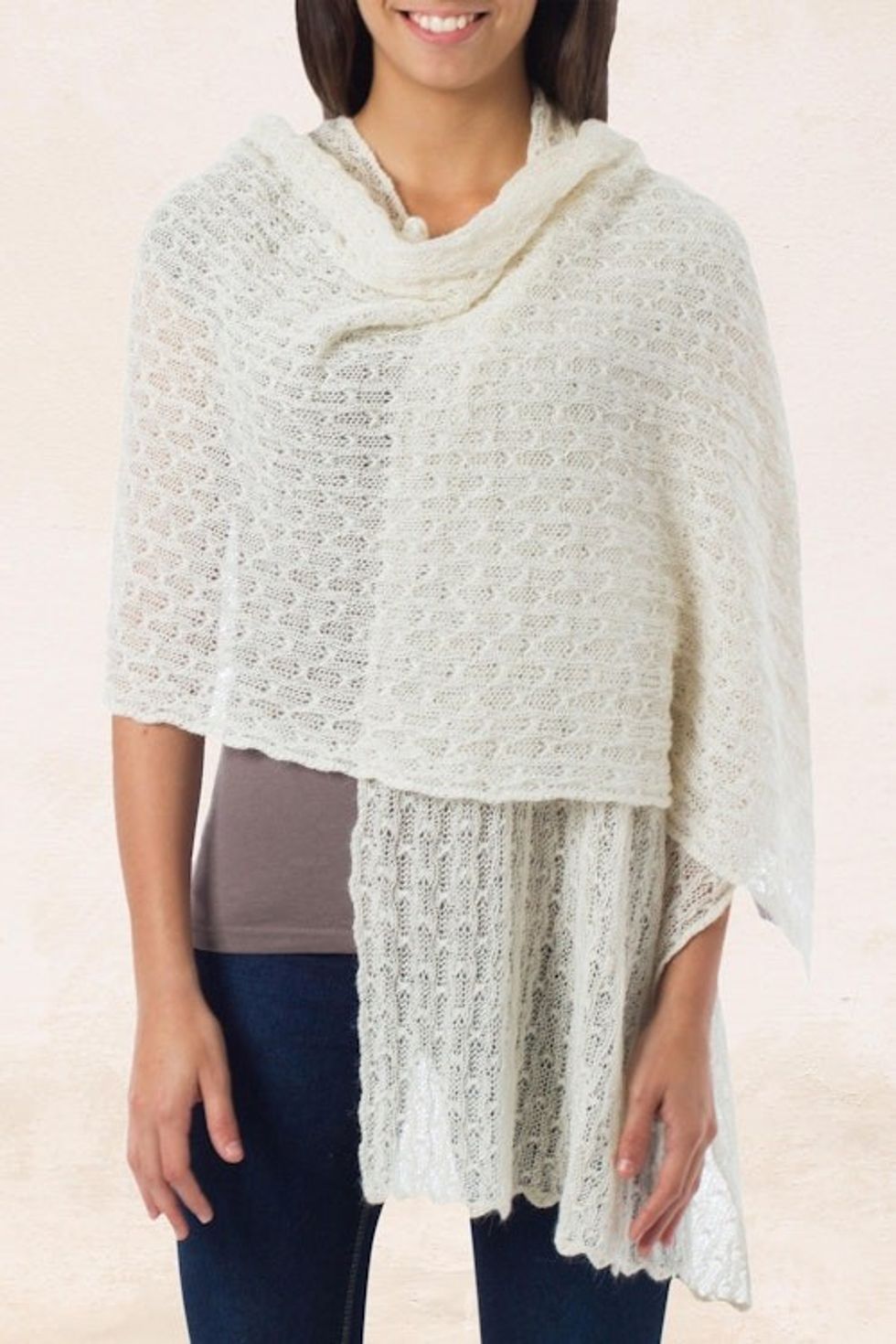 Pure Alpaca Wool Shawl from Peru 'Muse'