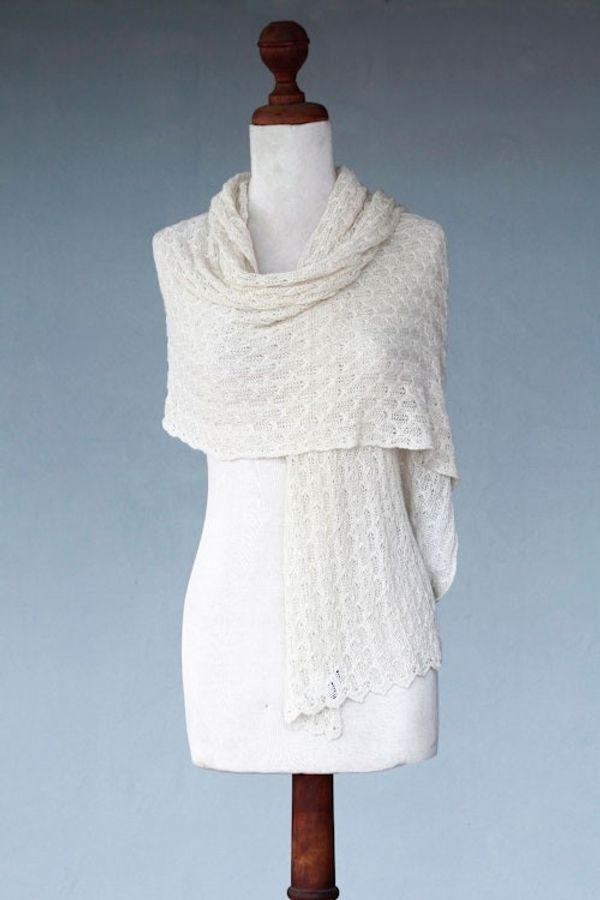 Alternate image for Pure Alpaca Wool Shawl from Peru Muse