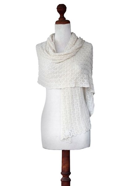 Alternate image for Pure Alpaca Wool Shawl from Peru Muse