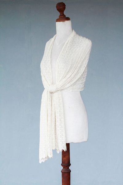 Alternate image for Pure Alpaca Wool Shawl from Peru Muse
