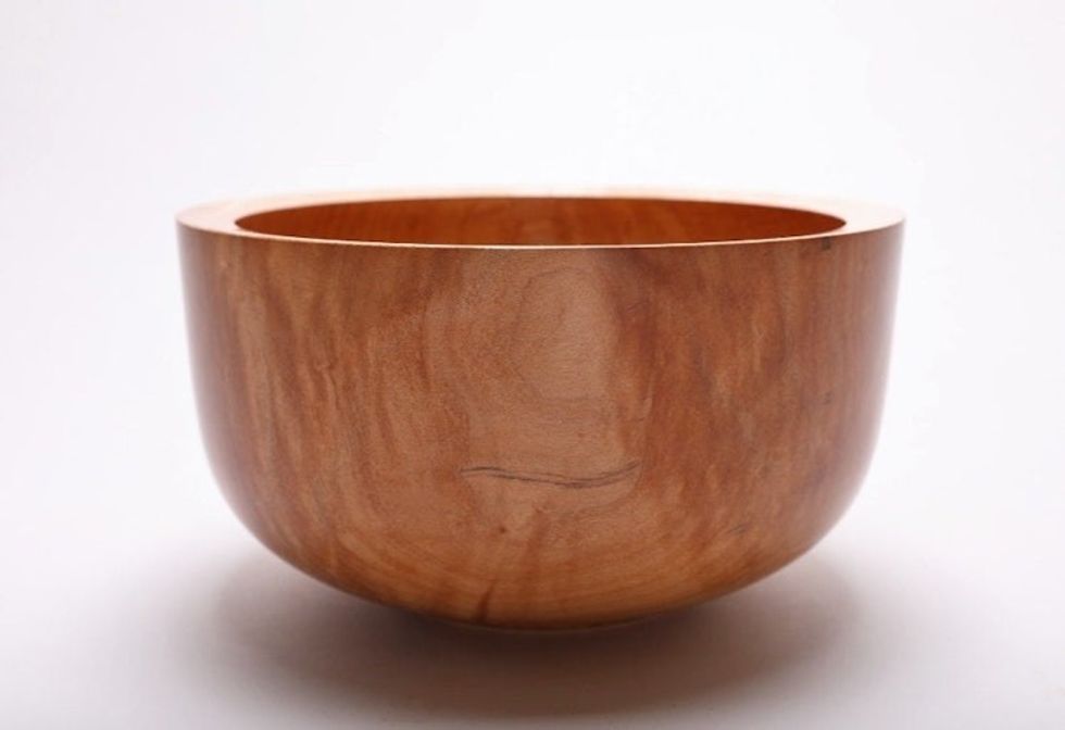 #1793 Spalted Fiddleback Maple Wooden Bowl 8 3/8" X 4 5/8"