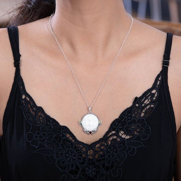 Alternate image for Peridot and Garnet Moon Pendant Necklace from Bali Moon Ancestor