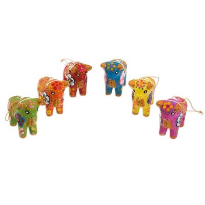 Alternate image for Hand-Painted Ceramic Bull Ornaments from Peru Set of 6 Torito de Pucara